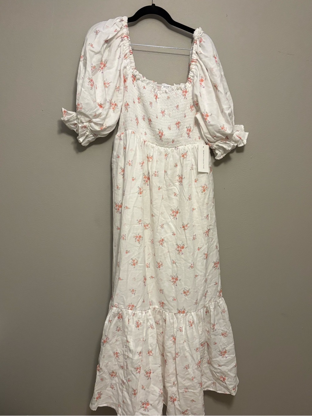 Livvy 100% Cotton Dress in Off White/Pink Floral (Fully Lined) -Bump Friendly L - Picture 6 of 11